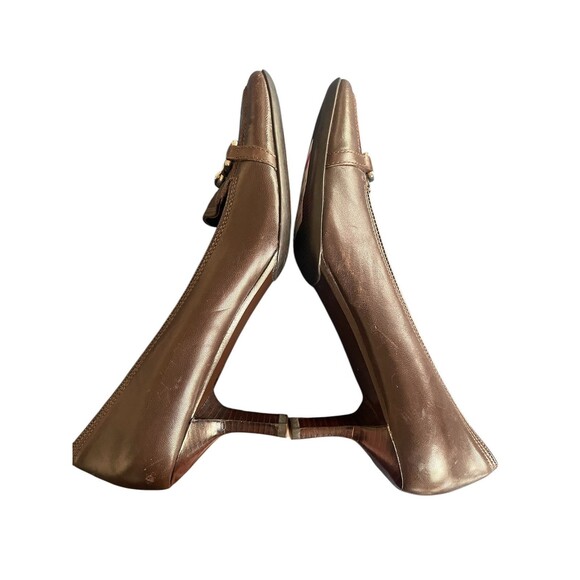 Cole Haan Brown Leather square Toe Slip-On closed toe Pump Womens Heels Size 8B - Picture 5 of 11